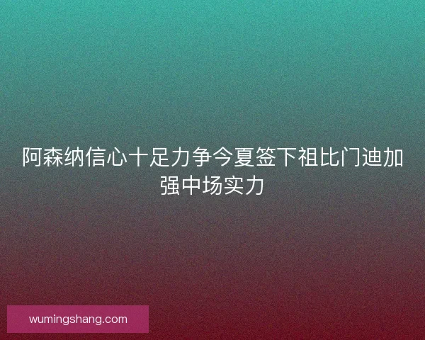 阿森纳信心十足力争今夏签下祖比门迪加强中场实力
