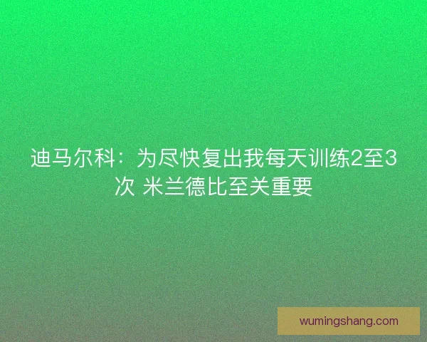 迪马尔科：为尽快复出我每天训练2至3次 米兰德比至关重要