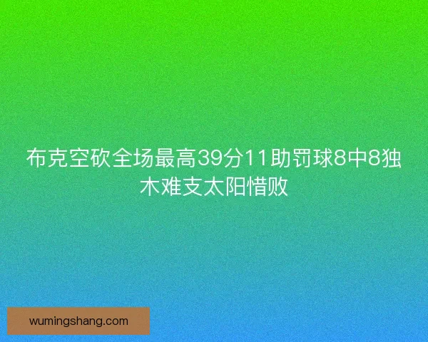 布克空砍全场最高39分11助罚球8中8独木难支太阳惜败