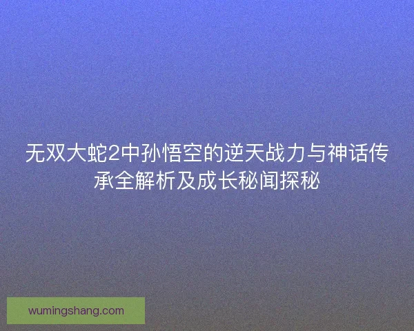 无双大蛇2中孙悟空的逆天战力与神话传承全解析及成长秘闻探秘