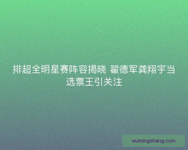 排超全明星赛阵容揭晓 翟德军龚翔宇当选票王引关注