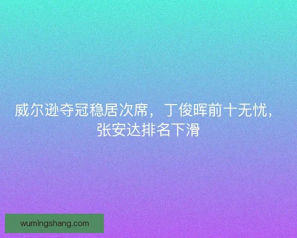 威尔逊夺冠稳居次席，丁俊晖前十无忧，张安达排名下滑